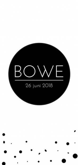 Zwart wit geboortekaartje - Bowe voor