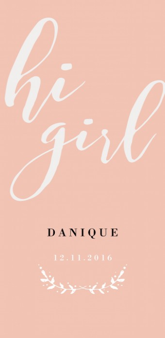 Hip geboortekaartje - Hi Girl - DIY