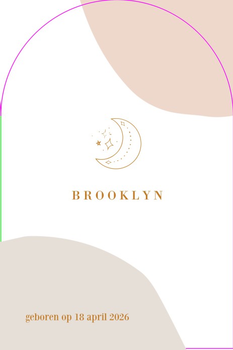 Boogkaartje met spots en koperfolie maantje - Brooklynn voor