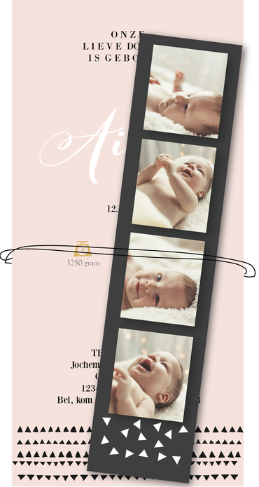 Geboortekaartje met fotostrip - Aimy voor