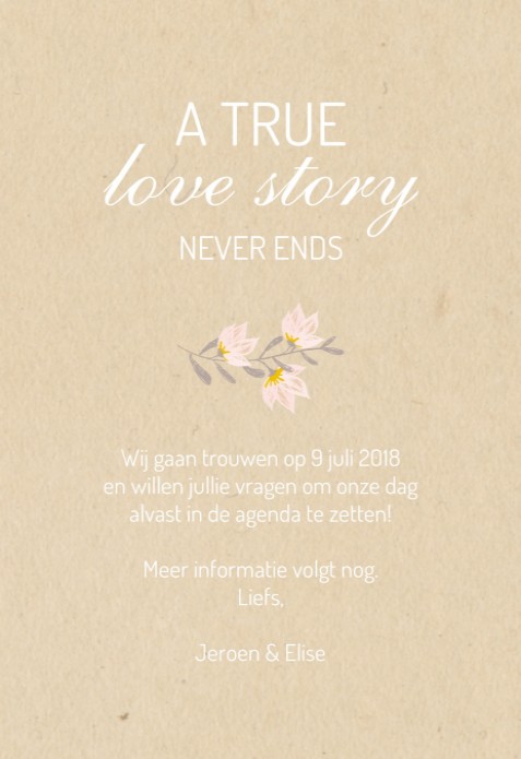 Save the date - Flowers pastel achter