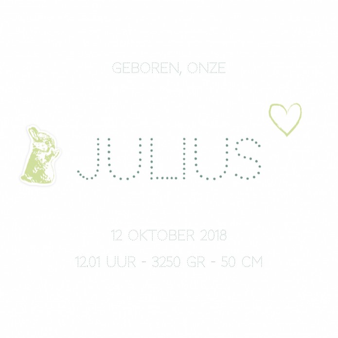 Stencil geboortekaartje - Julius binnen