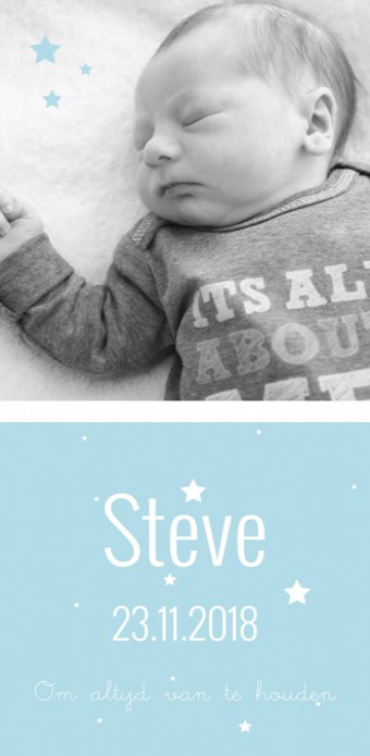 Strak geboortekaartje - Steve voor