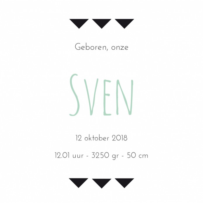Strak geboortekaartje - Sven binnen